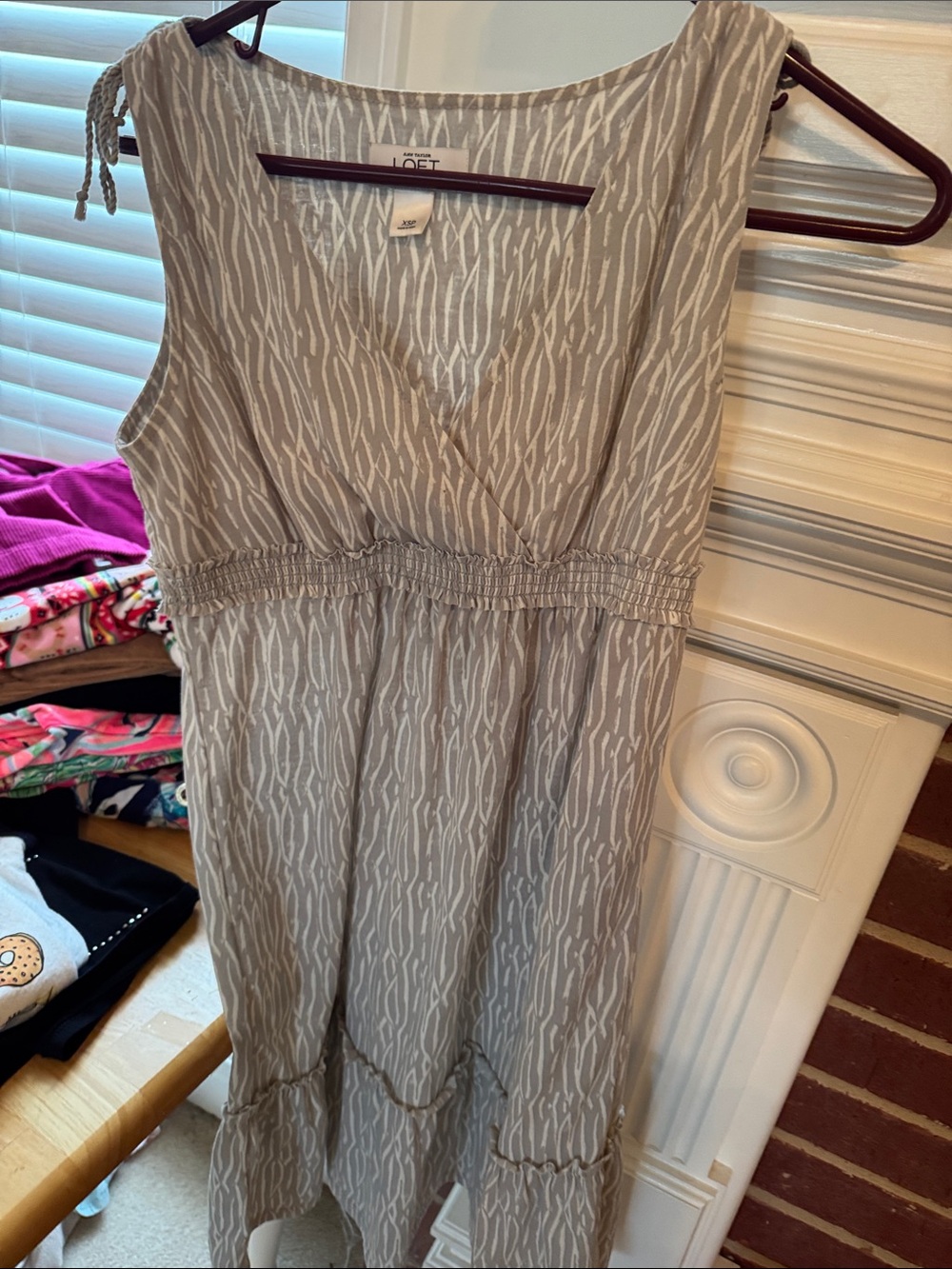 LOFT Taupe and White Sleeveless Maxi Dress